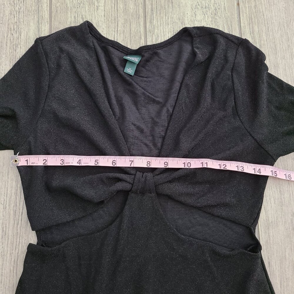 Wild Fable women's long sleeve black formal fitted v-neck dress size medium - Picture 7 of 11